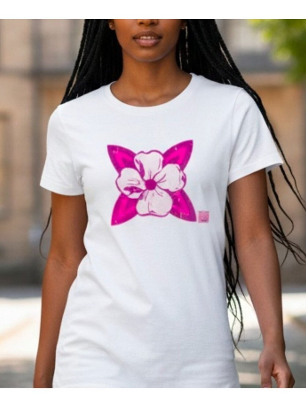 Disney Womens White T-Shirt With Pink Floral Graphic 100% Cotton Casual Crew Nec